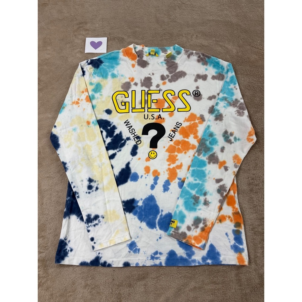 Guess Originals x Smiley Chinatown Market Tie-Dye Shirt Unisex M Multicolor LS